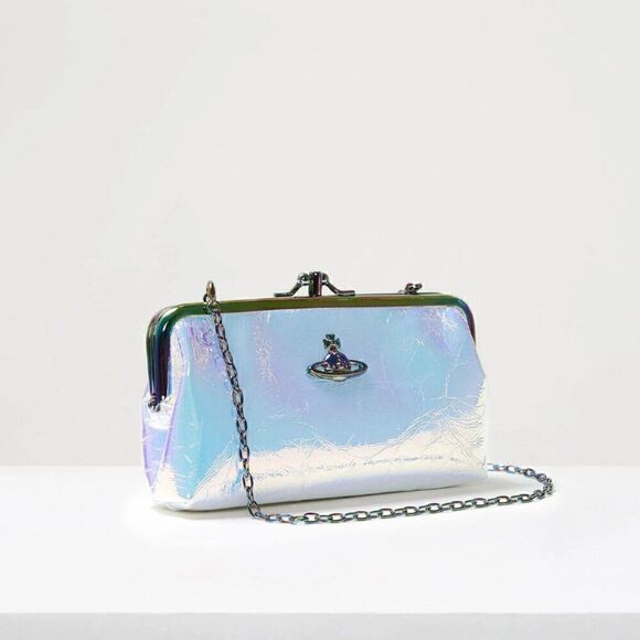 NWT Vivienne Westwood Archive Orb Double Frame Iridescent Pink Crossbody Purse - Picture 7 of 14
